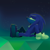 Size: 2048x2048 | Tagged: safe, artist:seagull-scribbles, knuckles the echidna, abstract background, glowing, lidded eyes, looking offscreen, looking up, male, master emerald, nighttime, no mouth, outdoors, sad, side view, sitting, solo, solo male, star (sky)