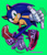 Size: 1024x1180 | Tagged: safe, artist:shirogahara, sonic the hedgehog, sonic adventure 2, sonic prime, 2022, clenched teeth, devil horns (gesture), green background, looking at viewer, male, modern sonic, posing, redraw, simple background, smile, solo, solo male