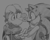 Size: 2048x1638 | Tagged: safe, artist:y-make-art, sonic the hedgehog, crossover, crossover shipping, duo, duo male, frown, grey background, looking at each other, male, males only, mouth open, pencilwork, rayman, rayman (series), simple background, sketch, sonayman, speech bubble, standing, thought bubble