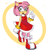 Size: 1181x1181 | Tagged: safe, artist:foamy, amy rose, hedgehog, abstract background, amybetes, blushing, cute, eye clipping through hair, female, looking at viewer, mouth open, open smile, ring, signature, smile, smiling at viewer, solo, sparkles, v sign, walking