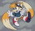 Size: 900x793 | Tagged: safe, artist:8xenon8, artist:shadails, miles "tails" prower, 2015, abstract background, backpack, clouds, flying, goggles, jacket, looking offscreen, male, mouth open, solo, solo male, spinning tails