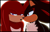 Size: 1441x928 | Tagged: safe, artist:fire-for-battle, knuckles the echidna, shadow the hedgehog, echidna, hedgehog, backlighting, blushing, border, duo, frown, gay, knuxadow, looking at them, looking away, male, shipping, simple background, standing, white background
