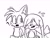 Size: 2048x1536 | Tagged: safe, artist:butterrrmoth, kit the fennec, miles "tails" prower, awkward, black and white, duo, duo male, gay, kit x tails, looking at them, looking away, male, monochrome, mouth open, question mark, shipping, shrunken pupils, simple background, smile, standing, sweat, white background