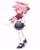 Size: 1638x2048 | Tagged: safe, artist:din_rutherford, amy rose, hedgehog, alternate outfit, baseball bat, female, full body, holding something, lidded eyes, midriff, school uniform, simple background, skirt, solo, white background