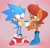 Size: 1525x1475 | Tagged: safe, artist:risziarts, sally acorn, sonic the hedgehog, blushing, duo, sally x sonic, shipping