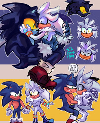 Size: 1101x1356 | Tagged: safe, artist:faithdrawsmoore, silver the hedgehog, sonic the hedgehog, hedgehog, english text, gay, shipping, sonic the werehog, sonilver, werehog