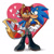 Size: 600x604 | Tagged: safe, artist:spacepumpkinz, elias acorn, prince elias acorn, sonic the hedgehog, 2021, abstract background, alternate universe, blushing, carrying them, duo, elias x sonic, gay, heart, looking at each other, mouth open, outline, shipping, simple background, smile, sweatdrop, white background