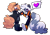 Size: 1401x983 | Tagged: safe, artist:hyper-cryptic, tangle the lemur, whisper the wolf, asexual, blushing, duo, eyes closed, female, heart, holding hands, lesbian, mouth open, shipping, simple background, smile, standing, tangle x whisper, trans female, transgender, transparent background