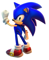 Size: 3200x3838 | Tagged: safe, artist:fentonxd, sonic the hedgehog, 2013, 3d, clenched fist, clenched teeth, looking back at viewer, male, modern sonic, simple background, smile, solo, standing, transparent background