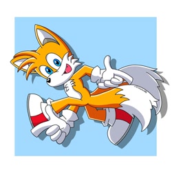 Size: 640x640 | Tagged: safe, artist:eschatonhd, miles "tails" prower, sonic adventure, abstract background, posing, solo