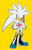 Size: 600x949 | Tagged: safe, artist:unknownspy, silver the hedgehog, heart, heart hands, looking at viewer, outline, signature, simple background, smile, smiling at viewer, solo, standing, white outline, yellow background