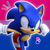 Size: 828x828 | Tagged: safe, artist:hiddenvhs, sonic the hedgehog, hedgehog, 3d, bi sonic, bisexual, bisexual pride, edit, exclamation mark, glowing, heart, icon, looking ahead, male, outline, pride flag background, running, smile, solo
