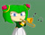 Size: 1280x1007 | Tagged: safe, artist:sawcraft1, cosmo the seedrian, seedrian, green background, musical note, outline, simple background, sonic x, trombone