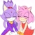 Size: 2048x2048 | Tagged: safe, artist:ranterbo, amy rose, blaze the cat, cat, hedgehog, 2023, amy x blaze, amy's halterneck dress, blaze's tailcoat, blushing, cute, eyes closed, female, females only, lesbian, open mouth, pride, shipping