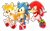Size: 6328x3958 | Tagged: safe, artist:jazzerix, knuckles the echidna, miles "tails" prower, sonic the hedgehog, echidna, fox, hedgehog, sonic mania, 2017, classic knuckles, classic sonic, classic sonic (universe), classic tails, looking offscreen, male, males only, mid-air, outline, simple background, team sonic, transparent background, trio