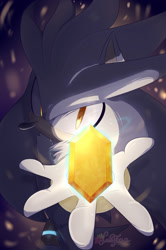 Size: 1324x2000 | Tagged: safe, artist:sstorminghearts, silver the hedgehog, signature, time stone, yellow eyes