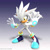 Size: 2048x2048 | Tagged: safe, silver the hedgehog, hedgehog, 3d, blender (medium), frown, gradient background, looking at viewer, reaching towards the viewer, signature, solo