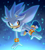 Size: 780x872 | Tagged: safe, artist:ketrin_like, silver the hedgehog, hedgehog, 2021, flying, looking offscreen, male, psychokinesis, solo