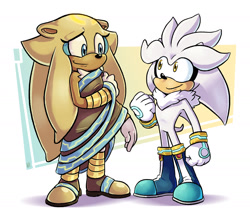 Size: 1995x1704 | Tagged: safe, artist:francoisl-artblog, gold the tenrec, silver the hedgehog, hedgehog, tenrec, height difference, pk mark, white background