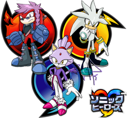 Size: 600x560 | Tagged: safe, artist:zephyros-phoenix, blaze the cat, jani-ca, silver the hedgehog, cat, echidna, hedgehog, sonic heroes, team, team kronos, transparent background