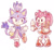 Size: 540x502 | Tagged: safe, artist:inability, amy rose, blaze the cat, cat, hedgehog, 2022, amy x blaze, amy's halterneck dress, bag, blaze's tailcoat, bread, cute, female, females only, ice cream, lesbian, shipping