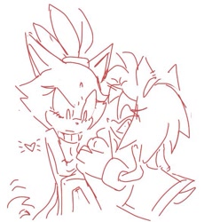 Size: 581x585 | Tagged: safe, artist:coldspace, amy rose, blaze the cat, cat, hedgehog, 2023, amy x blaze, amy's halterneck dress, blaze's tailcoat, cute, female, females only, heart, holding hands, lesbian, shipping