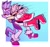 Size: 3428x3235 | Tagged: safe, artist:utter_dismae, amy rose, blaze the cat, cat, hedgehog, 2023, abstract background, amy x blaze, amy's halterneck dress, blaze's tailcoat, blushing, border, cute, duo, eyes closed, female, females only, hugging, lesbian, mid-air, shipping, smile