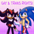 Size: 2048x2048 | Tagged: safe, artist:monoex, shadow the hedgehog, sonic the hedgehog, 2023, abstract background, bisexual pride, duo, flag, frown, gay pride, holding something, lesbian pride, looking at viewer, looking offscreen, pride, pride flag, smile, trans pride