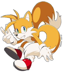 Size: 1492x1736 | Tagged: safe, artist:rougedoodles, miles "tails" prower, fox, clenched teeth, looking at viewer, male, modern tails, posing, redraw, simple background, smile, solo, transparent background