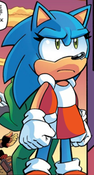 Size: 416x777 | Tagged: safe, editor:dootdootboopedsnoot, sonic the hedgehog, hedgehog, abstract background, edit, eyelashes, female, jacket, looking offscreen, shirt, skirt, solo, standing, trans female, transgender