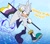 Size: 2048x1817 | Tagged: safe, artist:pondfoam, silver the hedgehog, hedgehog, 2023, abstract background, echo background, english text, flag, holding something, looking at viewer, nonbinary, nonbinary pride, pride, pride flag, salute, smile, solo, walking, wink
