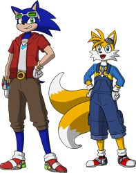 Size: 1837x2332 | Tagged: safe, artist:karlwarrior47, miles "tails" prower, sonic the hedgehog, duo