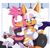 Size: 1280x1235 | Tagged: suggestive, artist:mrbigdon1992, amy rose, rouge the bat, bat, cat, hedgehog, abstract background, amy x blaze, amy x rouge, angry, blushing, breast grab, cross popping vein, duo focus, female, females only, fire, frown, jealousy, lesbian, office, office outfit, paper, shipping, shrunken pupils, trio