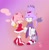 Size: 1267x1280 | Tagged: safe, artist:tgg233, amy rose, blaze the cat, cat, hedgehog, 2018, alternate version, amy x blaze, amy's halterneck dress, bag, blaze's tailcoat, cute, duo, duo female, eyes closed, female, females only, gradient background, heart, holding hands, lesbian, shipping, smile