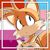 Size: 2048x2048 | Tagged: safe, miles "tails" prower, fox, anonymous artist, bikini, edit, female, icon, lesbian, lesbian pride, mobius.social exclusive, pride, pride flag background, solo, sparkles, trans female, trans pride, transgender