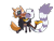 Size: 2048x1576 | Tagged: dead source, safe, artist:winekqknw, tangle the lemur, whisper the wolf, blushing, duo, hands on another's face, holding each other, kiss on cheek, lesbian, shipping, simple background, smile, standing, tangle x whisper, transparent background, wagging tail