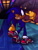 Size: 960x1280 | Tagged: safe, artist:skeletonpendeja, sonic the hedgehog, hedgehog, sonic adventure 2, abstract background, dark skin, looking back, male, smile, soap shoes, solo, space colony ark, standing, star (symbol), wink, yellow gloves