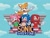 Size: 1024x768 | Tagged: safe, artist:tati11m, amy rose, knuckles the echidna, miles "tails" prower, sonic the hedgehog, abstract background, classic amy, classic knuckles, classic sonic, classic sonic (universe), classic tails, clouds, english text, group, looking at viewer, smile, title screen