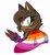 Size: 1280x1390 | Tagged: safe, artist:lolkitz, oc, oc:niyla, cat, 2023, brown fur, cape, eyelashes, female, fingerless gloves, lesbian, lesbian pride, looking back at viewer, oc only, one fang, pride, signature, simple background, smile, solo, turquoise eyes, v sign, white background