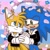 Size: 1700x1700 | Tagged: safe, artist:tailsfann1992, miles "tails" prower, sonic the hedgehog, fox, hedgehog, 2023, abstract background, bottomless, clothes, duo, flower, gay, holding hands, looking at each other, male, males only, outdoors, petals, ring (jewelry), shipping, smile, sonic x tails, standing, suit, wedding, wedding ring, wedding suit
