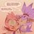 Size: 1000x1000 | Tagged: safe, artist:sushibarton, amy rose, blaze the cat, cat, hedgehog, 2023, amy x blaze, amy's halterneck dress, blaze's tailcoat, blushing, clothes, cute, dress, english text, female, females only, lesbian, looking at viewer, shipping