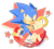 Size: 2048x1859 | Tagged: safe, artist:candycatstuffs, sonic the hedgehog, hedgehog, classic sonic, classic sonic (universe), holding something, looking up, male, ring, semi-transparent background, signature, smile, solo, star (symbol), walking