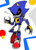 Size: 987x1385 | Tagged: safe, artist:zan0tix, metal sonic, abstract background, agender, black sclera, looking offscreen, robot, solo, solo agender
