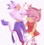 Size: 540x546 | Tagged: safe, artist:lesbiannya, amy rose, blaze the cat, cat, hedgehog, 2018, amy x blaze, amy's halterneck dress, blaze's tailcoat, blushing, clothes, cute, dress, eyes closed, female, females only, hearts, holding hands, lesbian, shipping