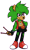 Size: 475x780 | Tagged: safe, artist:erasabledata, hedgehog, drumsticks, ear piercing, earring, holding something, looking offscreen, male, manic the hedgehog, redesign, ripped pants, simple background, smile, solo, standing, transparent background