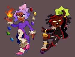 Size: 934x721 | Tagged: safe, artist:fever_el_cacas, blaze the cat, shadow the hedgehog, human, chaos emerald, humanized, sol emerald