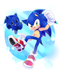 Size: 1800x2192 | Tagged: safe, artist:y-firestar, sonic the hedgehog, chao, hedgehog, sonic adventure 2, 2021, character chao, duo, genderless, looking at viewer, male, smile, soap shoes, sonic chao