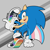 Size: 2048x2048 | Tagged: safe, artist:confused-bagel, sonic the hedgehog, hedgehog, 2023, cape, ear fluff, looking back at viewer, male, pride, pride month, smile, solo, trans pride, treads