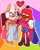 Size: 1486x1855 | Tagged: safe, artist:kyliebrightsun, knuckles the echidna, rouge the bat, abstract background, alternate outfit, biker jacket, bisexual, bisexual pride, cape, clothes, duo, female, heart, heels, holding hands, knuxouge, male, outline, pansexual, pansexual pride, pride, rainbow, shipping, shorts, sparkles, straight