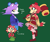 Size: 2048x1729 | Tagged: safe, artist:velveteen-vampire, amy rose, hedgehog, classic amy, female, green background, hammer, holding something, piko piko hammer, redesign, simple background, smile, solo, standing, starry eyes, super amy, super form